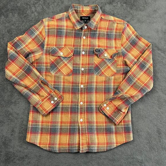 Brixton Other - Brixton Rugged Cotton Flannel Men’s Medium Brown Red Long Sleeve Plaid Skate